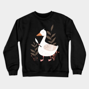 Goose with Knife Funny Boho Style Crewneck Sweatshirt